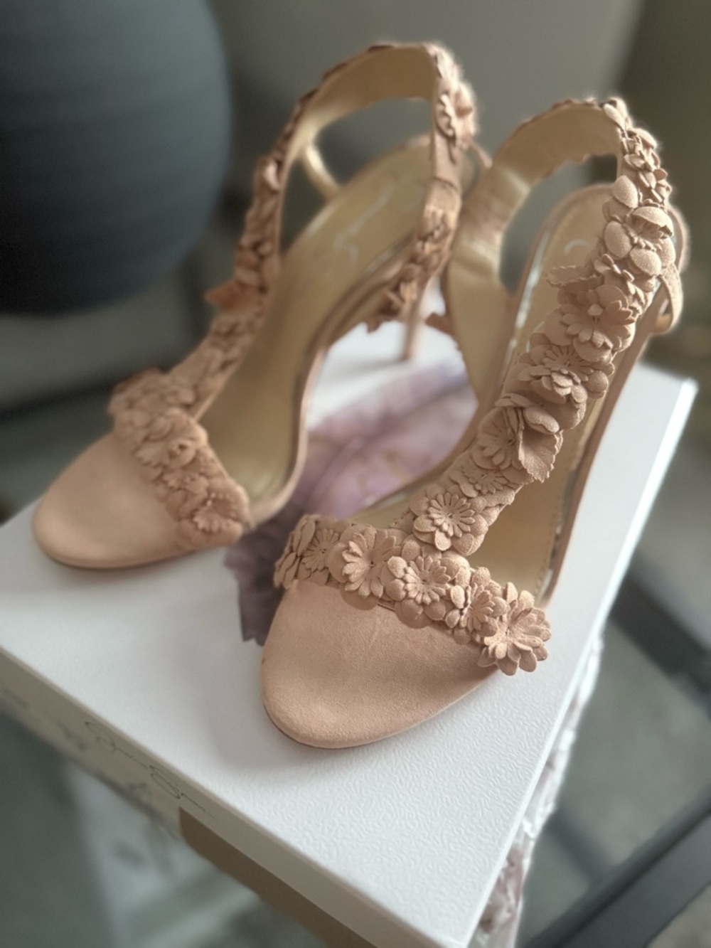 Jessica Simpson JS-Jessin Blush Microsuede Floral Heels